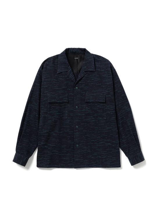 FILL THE BILL Square Pocket Open Collar Shirt (Navy)