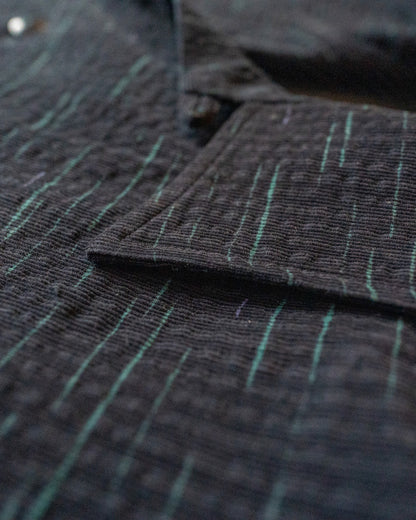 FILL THE BILL Square Pocket Open Collar Shirt (Navy)