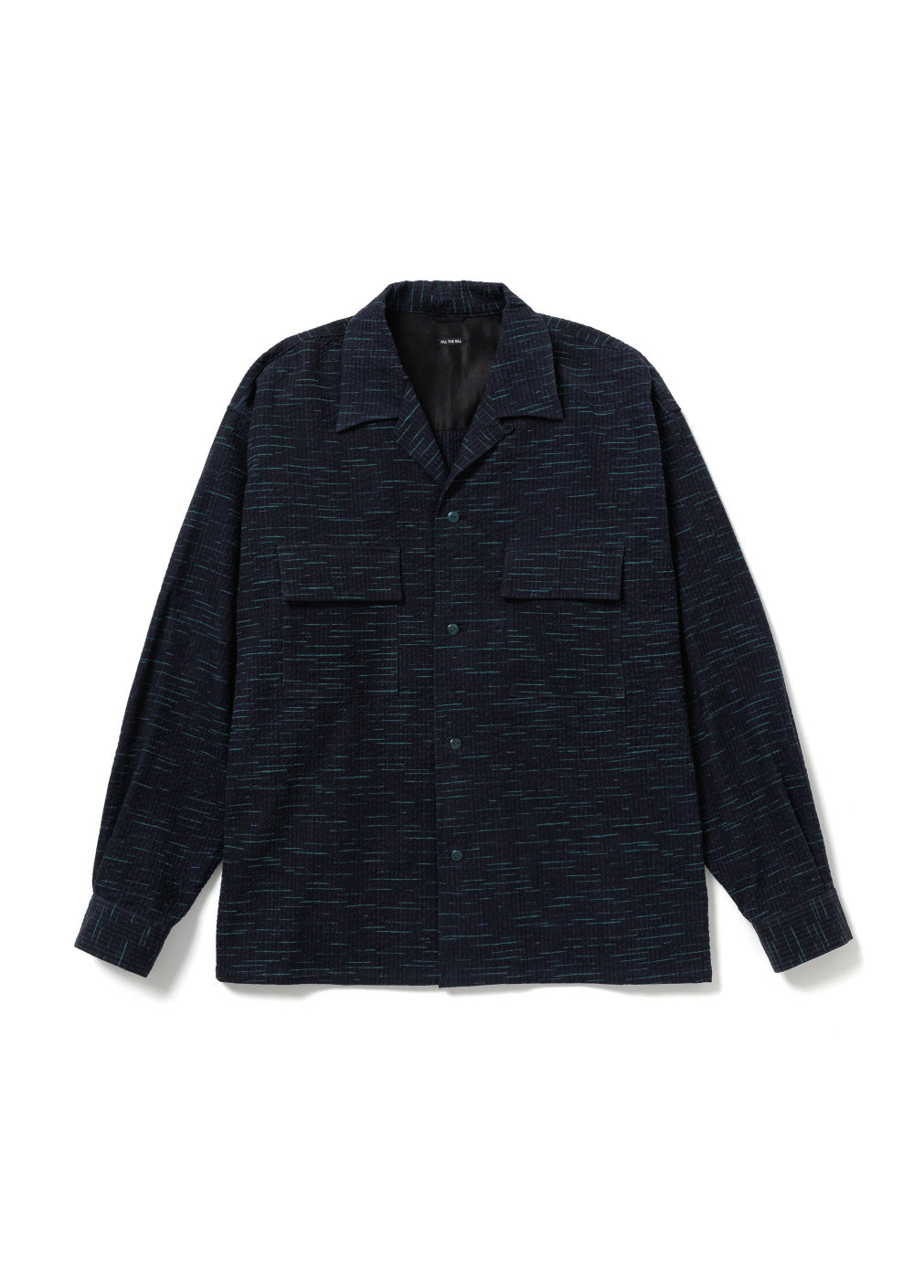 Navy blue textured shirt on a white background