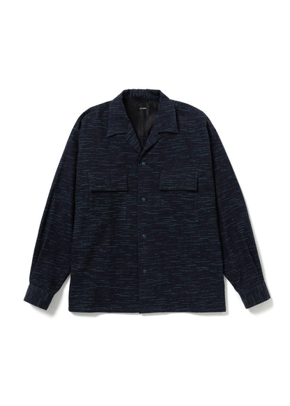 Navy blue textured shirt on a white background