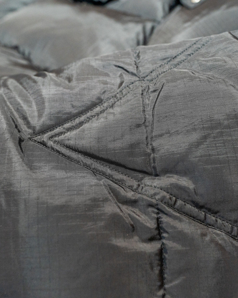 Close-up of a black ripstop fabric surface