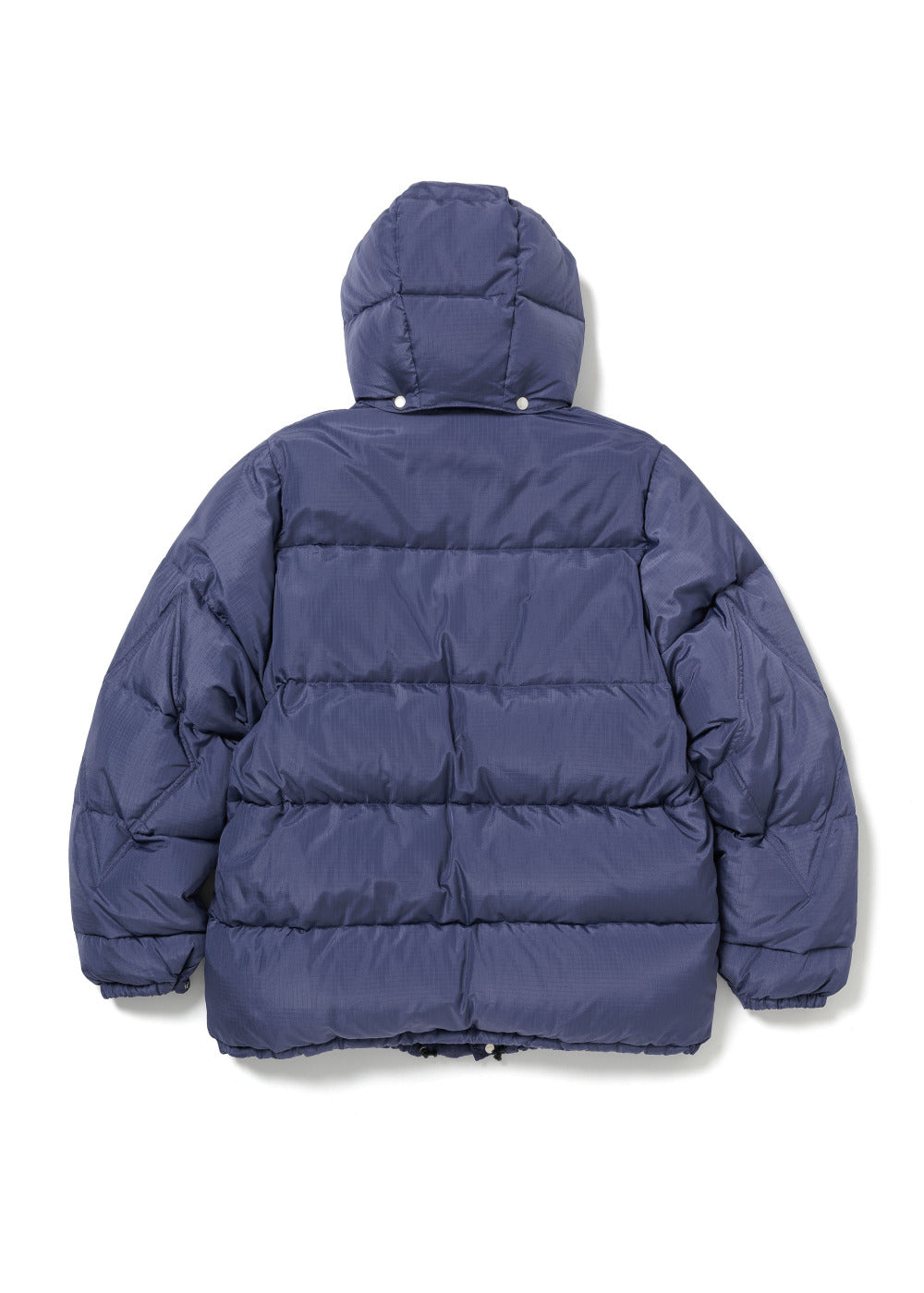 purple puffer jacket shown from the back on a white background