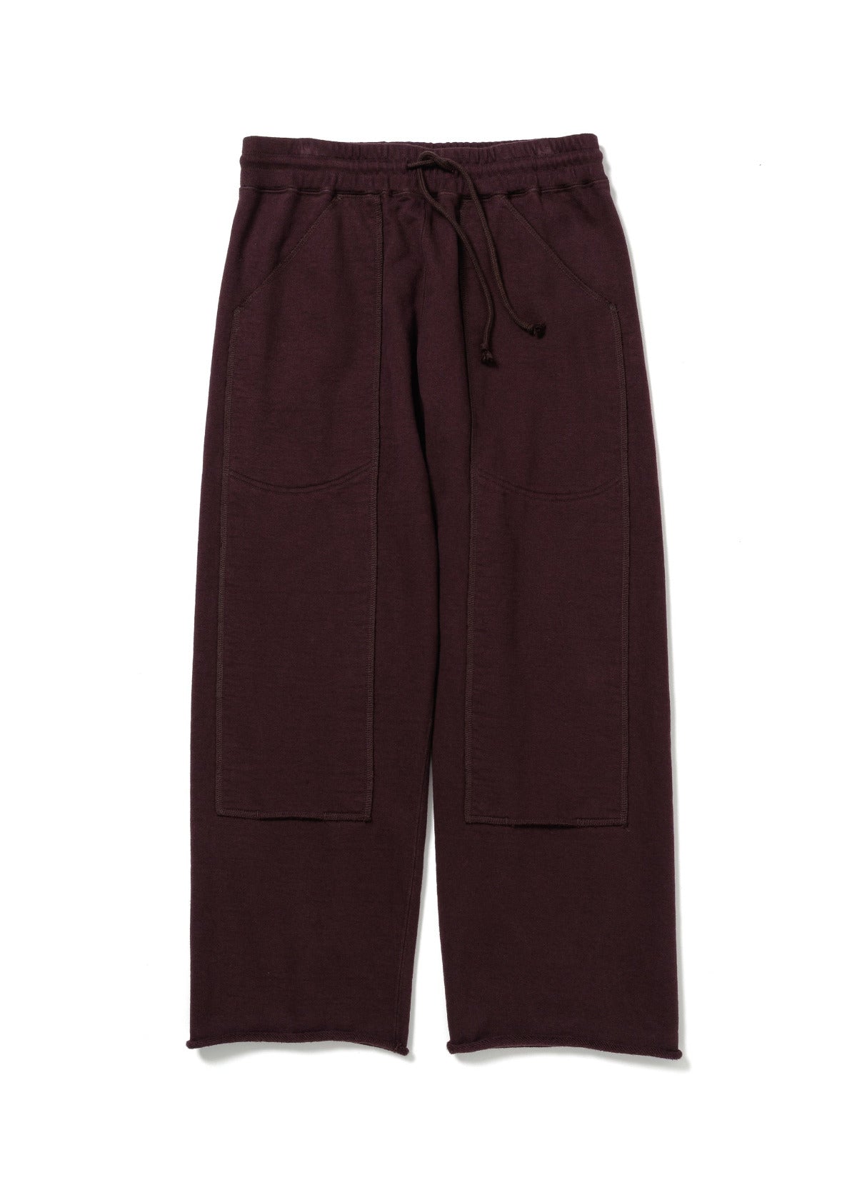 burgundy wide-leg sweatpants with drawstring waist on a white background