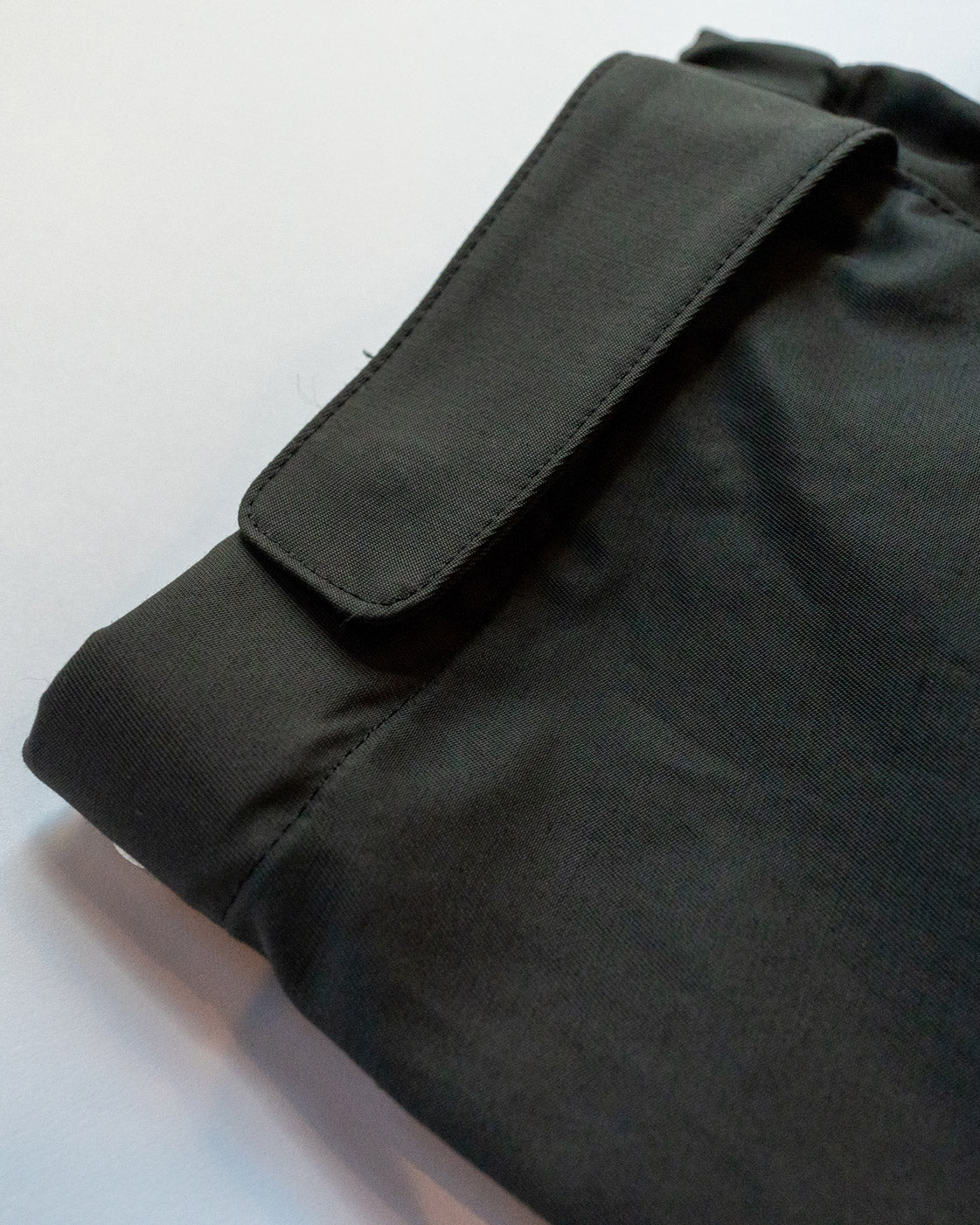 Black jacket cuff details on a white background