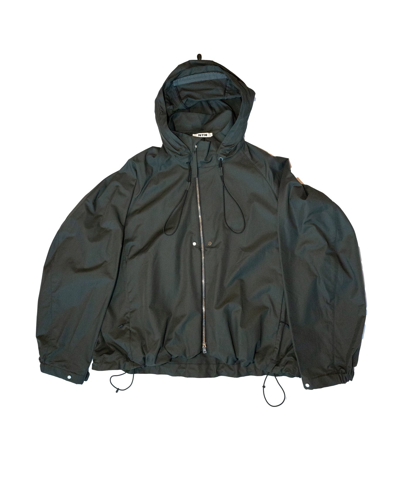 Black hooded jacket on a white background