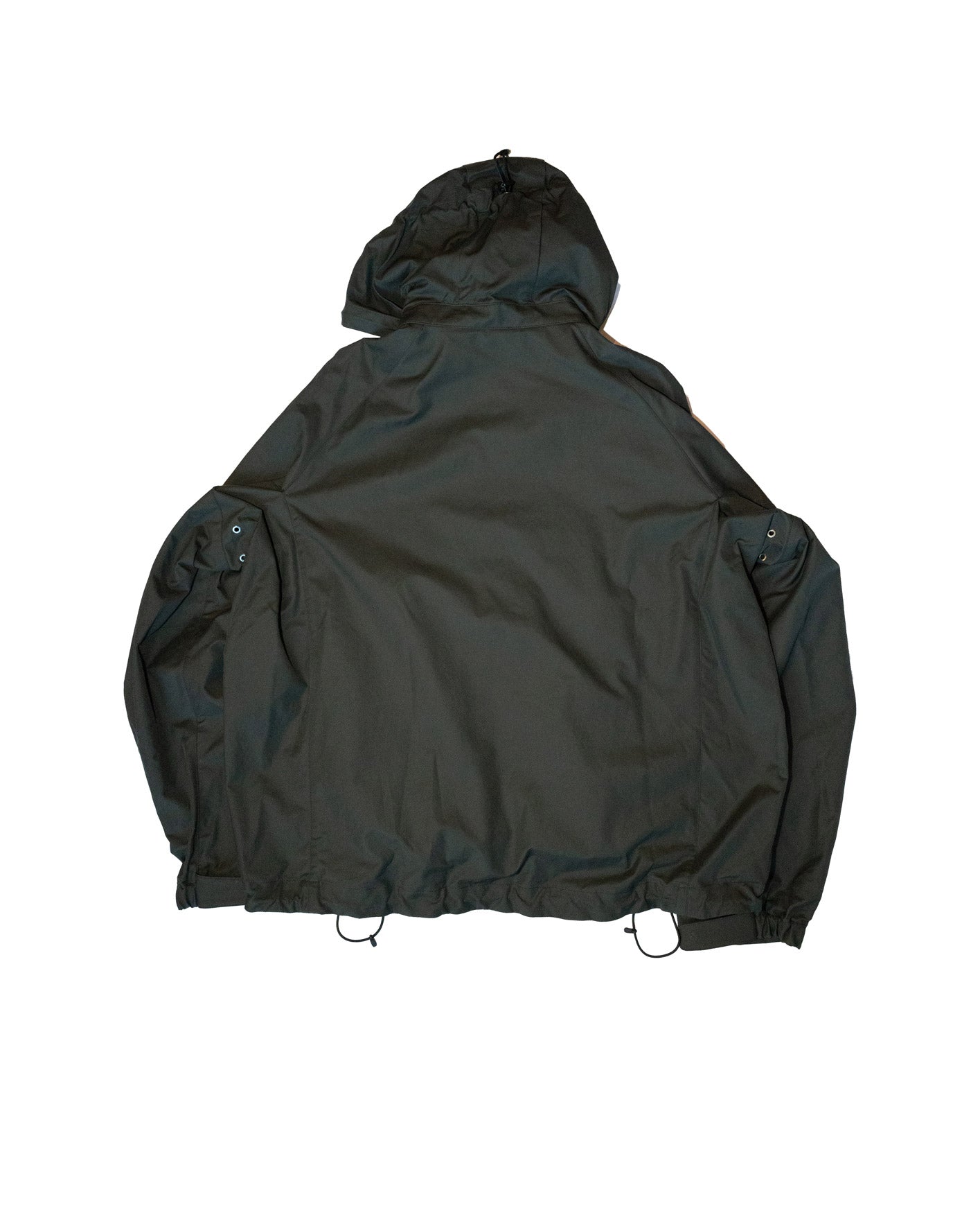 Black jacket with a hood on a white background